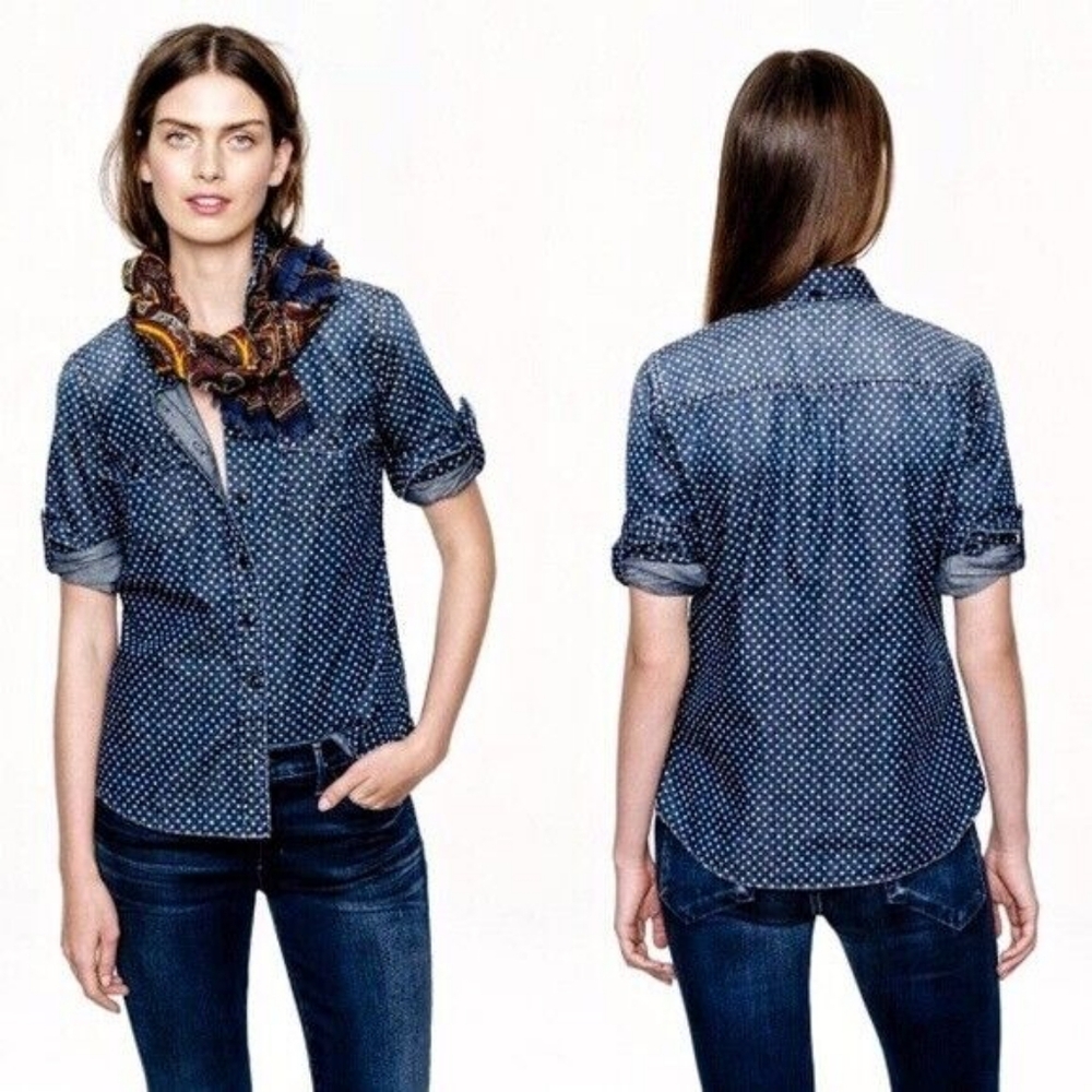 J CREW JCREW Star Dot Keeper Chambray Shirt 